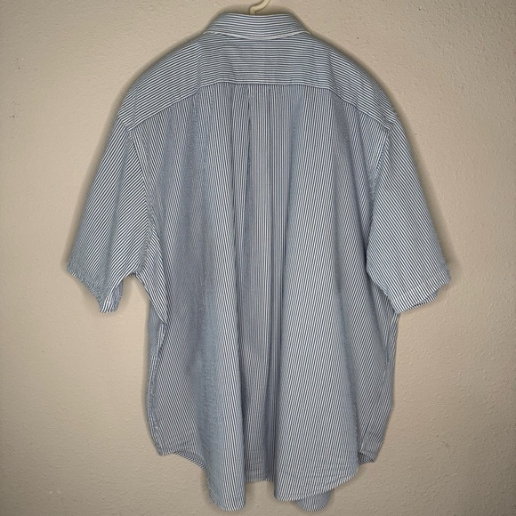 Ralph Lauren Shirt Classic Fit Blue/White Seersucker Short Sleeve Pony Men’s 3XB - Picture 2 of 13